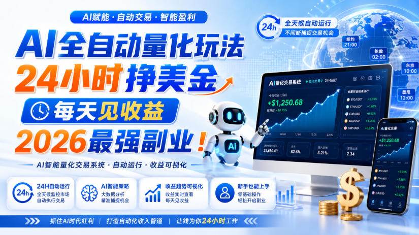 （19899期）AI量化全自动操作挣美金，矩阵可日入1000+，适合普通人的副业！-航海圈