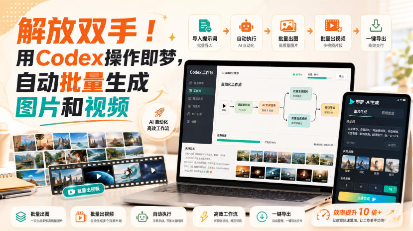 解放双手！用Codex操作即梦，自动批量生成图片和视频-航海圈