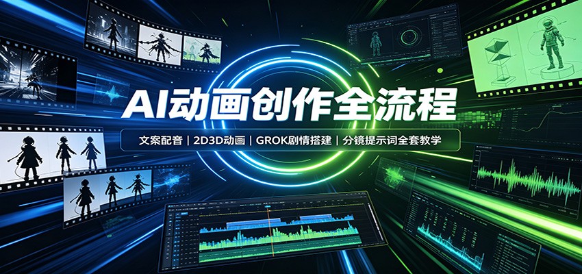 AI动画创作全流程：文案配音，2D3D动画，GROK剧情搭建，分镜提示词全套教学-航海圈